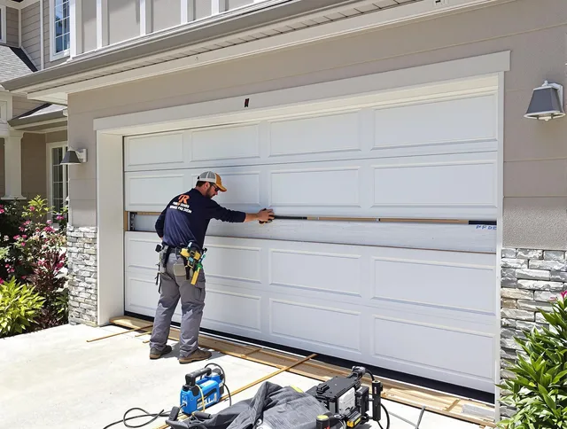 French Valley Garage Door Repair team performing complete garage door replacement at French Valley residence