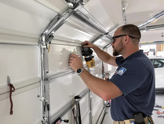 French Valley Garage Door Repair technician quieting a noisy garage door in French Valley